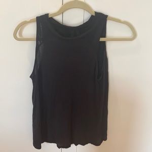 Alo black tank w/ back see thru detail on top half